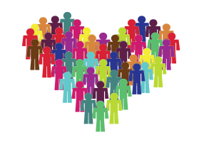 cartoon Image of people creating a heart